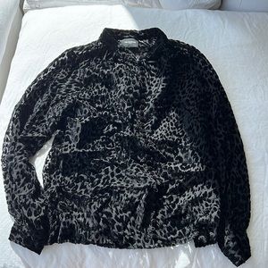 The kooples leopard print black velvet button down